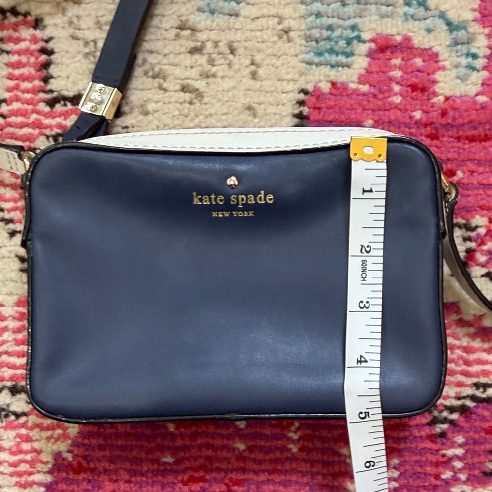 kate spade Navy White Leather Crossbody with Gold Hardware - Picture 3 of 8